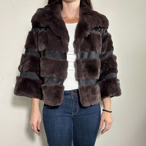 Diane Von Furstenberg Rex Rabbit Jacket Size S - Picture 1 of 11